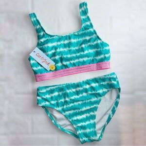 New Cat & Jack Teal and Pink Bikini Swim Set Size XL (14)